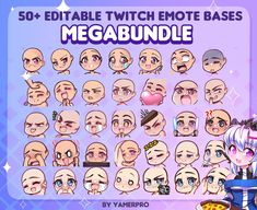 the mega bundle is shown with many different facial expressions