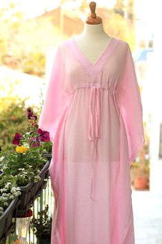 Kaftan Maxi Dress  Beach Cover Up  Caftan  by mademoisellemermaid, $68.00 Breezy V-neck Maxi Dress For Poolside, Airy Flowy Dress For Beach Cover-up, V-neck Maxi Dress For Beach Season Loungewear, Breezy V-neck Beach Dress For Daywear, Breezy Pink V-neck Maxi Dress, Chic Pink Kaftan For Beach Cover-up, V-neck Maxi Dress For Beach Cover-up During Resort Season, Flowy V-neck Beach Dress For Resort, Breezy V-neck Loungewear Dress