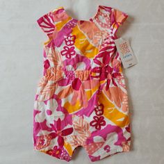 Nwt Carter's Just One You Baby Girl Romper Pink Orange 6 Months 12 Months Floral Super Cute Baby Girl Shorts Romper Pink Casual Bubble Romper For Playwear, Casual Pink Bubble Romper For Playwear, Casual Pink Floral Print Bubble Romper, Casual Pink Bubble Romper For Playtime, Pink Floral Print Bubble Romper For Summer, Pink Bubble Romper For Playwear In Spring, Pink Bubble Romper For Spring Playwear, Playful Pink Bubble Romper For Playwear, Pink Playful Bubble Romper For Playwear