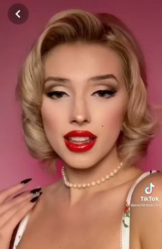 Makeup In The 50s, Late 50s Makeup, 1958 Makeup, 50s Hollywood Makeup, Vintage Eye Makeup 1950s, Red 60s Makeup, 1950s Hollywood Makeup, Hollywood Starlet Makeup