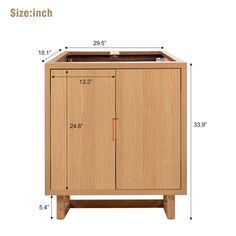 an image of a wooden cabinet with measurements