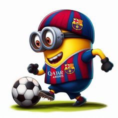 a cartoon character kicking a soccer ball