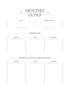 an image of a goal sheet with the words,'month by month goals '