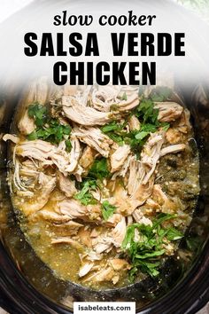 slow cooker salsa verde chicken in a crock pot