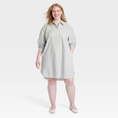 You'll be ready to take on off-duty days in cool style with this Long-Sleeve Mini Shirtdress from Universal Thread™. Made of lightweight cotton-linen fabric, the mini dress is tailored with a collared neckline featuring a full-length button placket down the front, long sleeves with buttoned cuffs, a box-pleat back yoke and a shirttail hem. A chest patch pocket and side pockets complete the look with functional flair. Keep it casual with sneakers, or dress things up a bit with your go-to accessor Maxi Bodycon Dress, Mini Sundress, Mini Skater Dress, Cotton Linen Fabric, Mini Shift Dress, Long Sleeve Mini, Shirtdress, Universal Thread, Linen Women