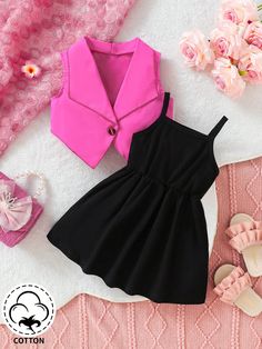 Multicolor  Collar   Colorblock  Embellished Slight Stretch  Baby Girls Clothing Travel Dress, Sleeveless Jacket, Vestido Casual, Cami Dress, Mesh Dress, Girls Clothing, Skirt Outfits, Womens Fashion Casual, Elegant Fashion