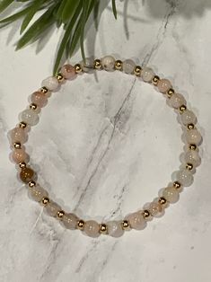 The Shanti Bracelet. Sakura Chalcedony & 18kt Gold Filled - Etsy Multiple Bracelets, Picasso Jasper, Jasper Bracelet, Dainty Bracelets, Spacer Beads, Beaded Bracelet, Natural Stones, Gold Filled, Silver Gold