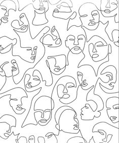 a line drawing of many different faces