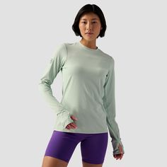 "This top fits and feels just like the Tahoe hoodie, but without the hood, it's easier to wear for everyday." --Gearhead Expert JoWe built the Tahoe Sun Crew to take us from raging rivers to epic mountain climbs without ever skipping a beat. The familiar fit and soft synthetic fibers sit comfortably atop our skin while drying fast and actively keeping us cool under the bright summer sun. And speaking of sun, the Tahoe Sun Crew features a UPF 50+ rating to make sure those scorching rays don't Winter Sportswear Tops For Outdoor, Winter Sports Tops With Thumbholes, Fall Outdoor Sportswear Tops, Green Moisture-wicking Activewear For Fall, Moisture-wicking Tops For Light Sports In Fall, Green Functional Tops With Thumbholes, Green Sporty Tops With Thumbholes, Sporty Tops For Light Sports In Winter, Winter Athleisure Tops With Moisture-wicking