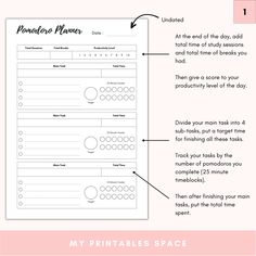 a printable planner with the text'my printables space'on it