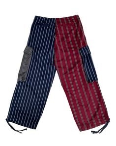 MIXED PREP STRPE WIDE LEG PANT MULTI – Greg Lauren Striped Pants With Pockets For Streetwear, Striped Bottoms With Pockets For Streetwear, Trendy Red Color Block Bottoms, Striped Pants For Streetwear, Trendy Striped Pants For Streetwear, Red Cotton Color Block Bottoms, Red Color Block Cotton Bottoms, Unique Pants, Greg Lauren