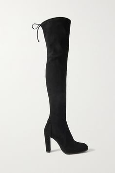 Stuart Weitzman says these over-the-knee 'Highland' boots are "unequivocally the best boot of the season." This supple black suede pair is lined in smooth satin and finished with ties to keep them comfortably in place. They look especially chic peeking through a split hem. Stuart Weitzman Highland, Stuart Weitzman Boots, Stuart Weitzman Shoes, Long Boots, Cool Boots, Split Hem, Suede Boots, Over The Knee Boots, Over The Knee