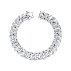 Diamond Cuban Link Jubilee Bracelet In White Gold, Dazzling Diamond Bracelets With Pave Setting, Dazzling Diamond Bracelets With Pavé Setting, Formal Diamond Bracelet Iced Out, White Diamond Cut Chain Bracelet, Formal Diamond Bracelets Iced Out, White Gold Diamond Bracelet Iced Out, White Gold Diamond Bracelets Iced Out, Iced Out White Gold Diamond Bracelets