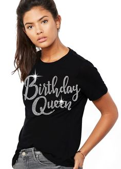 PRICES MAY VARY. 100% Cotton Made in USA and Imported Pull On closure Machine Wash STUNNING REAL CRYSTAL RHINESTONES BIRTHDAY TEE! The birthday girl will love this premium quality shirt with real faceted rhinestones. EXCEPTIONALLY SOFT RING-SPUN COTTON! The Birthday Girl will look great and feel comfortable in the 100% Combed and ring-spun cotton tee. WOMEN’S RELAXED, MODERN FIT TEE! Our premium short sleeve, crew neck birthday shirts are specially designed to have that modern relaxed fit that will fit almost any figure. These Tees come in Women’s sizes S-3XL See our size chart in the product photos for the perfect fit. EASY CARE: Machine wash cold, Inside out. Tumble dry low. A BIRTHDAY SHE WON’T FORGET! Click “Add to Cart” now! This shirt is sure to make it a birthday celebration the bir Womens Birthday Shirt, Birthday Queen Shirt, Bling Shirt, Rhinestone Shirt, Gorgeous Birthday, Queen Shirt, Bling Shirts, Rhinestone Shirts, Birthday Queen