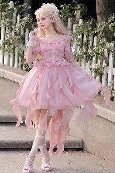 Fabric: Polyester Color: Pink Style: Sweet Include: Dress*1 (Any of the accessory is not included.) Size (IN) Bust Waist Length Hem Width S 32.28-37.01 26.77-3 Random Objects Aesthetic, Jellyfish Project, Dress Ads, Dresses Man, Orange Jellyfish, Ice Blue Dress, Magical Girl Outfit, Mode Rose, Ice Dresses