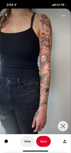 a woman with tattoos on her arm