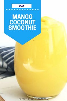 This simple 2 ingredient mango coconut smoothie is a refreshing drink that's ready to enjoy in minutes. Perfect to enjoy as an afternoon pick me up, it's a delicious drink bursting with tropical flavors. Vegan and gluten-free. Mango Coconut Smoothie, Turmeric Tea Recipe, Coconut Smoothie, Turmeric Tea, Mango Coconut, Good Smoothies, Mango Smoothie, 2 Ingredient, How To Double A Recipe