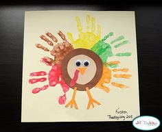 a turkey handprinted on a piece of paper