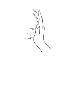 a drawing of a hand holding something in it's left hand with the other hand