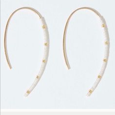 Loft Beaded Pull Through Earring White Round Bead Earrings For Everyday, Elegant White Beaded Earrings With Colorful Beads, Everyday White Jewelry With Dangling Beads, Everyday White Beaded Earrings, White Beaded Earrings With Dangling Beads For Everyday, White Hoop Earrings With Tiny Beads, White Dangling Hoop Earrings With Colorful Beads, White Dangle Hoop Earrings With Colorful Beads, Everyday White Beaded Earrings With Dangling Beads