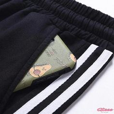 Qteee - Charming Two-Piece Set: Cartoon Print Round Collar T-Shirt and Striped Shorts Casual Cotton Shorts With Side Stripes, Casual Streetwear Shorts With Side Stripes, Casual Loungewear Bottoms With Contrast Color, Black Sporty Shorts With Contrast Color, Sporty Black Shorts With Contrast Color, Casual Shorts With Three Stripes, Casual Sports Shorts With Contrast Color, Casual Bottoms With Contrast Color, Black Cotton Bottoms With Contrast Stripes