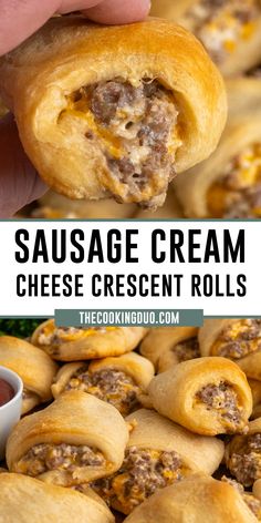 sausage cream cheese crescent rolls are the perfect appetizer to serve with hot sauce