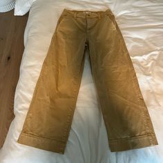 These Are In Great Condition I Will Wash And Dry Before Shipping To Get Rid Of The Wrinkles Casual Gold Straight Leg Bottoms, Casual Gold Wide Leg Bottoms, Casual Gold Straight Leg Pants, Casual Gold Pants For Workwear, Size 28 Jeans, Madewell Jeans, Jeans Color, Colored Jeans, Wrinkles