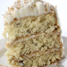 a close up of a slice of cake on a plate