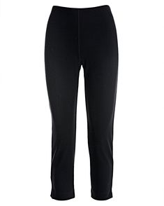 Our versatile Beyond Travel crop pant is made from a four-way stretch, double-knit fabric that's wrinkle-resistant for polished comfort anywhere and everywhere. This must-have silhouette features an easy, pull-on waistband, side slits, and back darts to shape with ease. It's a go-to wardrobe update for work to weekends. Versatile Black Pull-on Pants, Black Pants With 5-inch Inseam And Elastic Waistband, Stretch Cropped Leg Pants With Pull-on Style, Stretch Sweatpants With Pull-on Style, Black Yoga Pants With 4-way Stretch, Black Tight Bottoms With Elastic Waistband, Versatile Tight Black Bottoms, Solid Pants With Elastic Waistband, Functional Stretch Pants With Ribbed Waistband