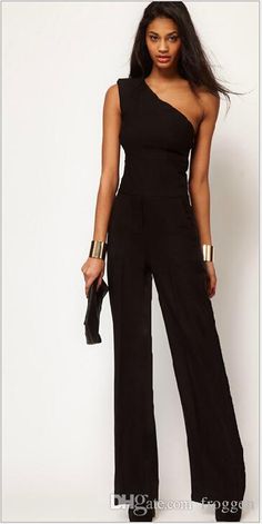 Wide Leg Jumper Womens Black Jumpsuit, Chiffon Jumpsuit, Off Shoulder Jumpsuit, One Shoulder Jumpsuit, Awesome Outfits, Jumpsuit Elegant, Fashion Statements, Long Romper, Mode Casual