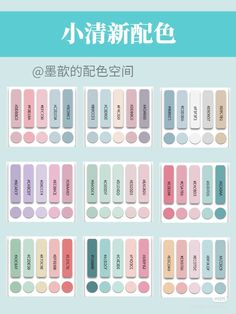 an image of the different colors of nail polishes in english and chinese characters on them