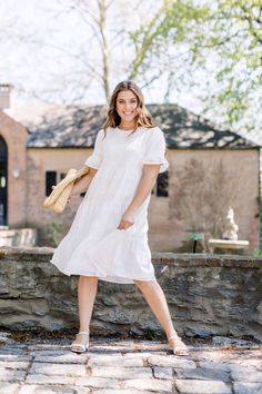 'Cherie' Textured Eyelet Midi Dress in Ivory Cream Midi Length Dresses For Day Out, Feminine Midi Dress For Day Out, Modest Midi Dress For Summer Garden Party, Summer Knee-length Midi Dress For Wedding Guests, Elegant Spring Midi Dress For Wedding Guest, Spring Backless Midi Dress, Feminine Spring Midi Dress, Chic Cream Midi Dress For Garden Party, Spring Elegant Knee-length Midi Dress