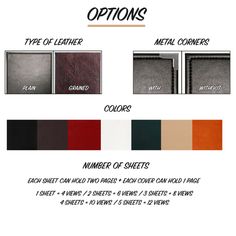 the options for different types of leathers