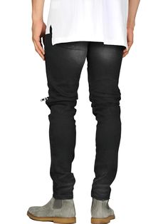 Get ready to add some edgy style to your wardrobe with the Men's Moto Zipper Knee Skinny Stretch Jeans. These jeans mix moto-inspired design with a slim-fit silhouette, giving you a bold and modern look. With the perfect amount of stretch, these jeans fit like a glove, ensuring comfort and flexibility all day long. The zipper detail on the knees adds an extra touch of style and lets you show off your favorite pair of boots. Made from high-quality denim material, these jeans stay looking great even after multiple wears and washes. These jeans are perfect for any occasion, whether you're going out for a night with friends or running errands around town. With the versatile and stylish Men's Moto Zipper Knee Skinny Stretch Jeans, you can effortlessly elevate your style and stay comfortable all Night With Friends, Edgy Style, Denim Material, Zipper Detail, Casual Denim, Edgy Fashion, Stylish Men, Stretch Jeans, Running Errands