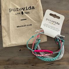 Bracelet Club Set Brand New August 2020, Comes With Gift Sack And A Sticker Pura Vida Wave, Vida Blue, Pink Beaded Bracelets, Lucky Charm Bracelet, Gift Sack, Pura Vida Bracelets, Cord Bracelets, Braided Bracelets, Adjustable Bracelet