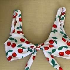 Cute Bikini Top. White With Cherries. Nwot. Size M Cute Bikinis, Womens Swim, Red White, Red And White, Boots, Red, Women Shopping, White, Color