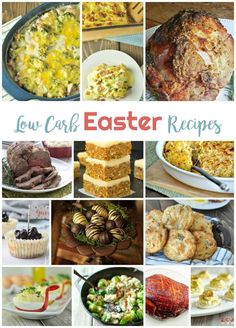 a collage of pictures with the words for our easter recipes on it and images of different types of food