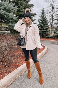 winter sherpa shacket outfit Sherpa Shacket Outfit, Sherpa Shacket, Fall And Winter Outfits, Shacket Outfit, Beauty Finds, Beauty Products Drugstore, My Favorite Things