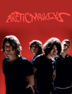 three men standing next to each other in front of a red background with the word articharkexs on it