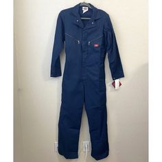 Dickies Jumpsuit Unisex Coveralls Size 36 Navy New New With Tags, Minor Discoloration In Front (See Photos For Details) Fitted Full-length Overalls With Pockets, Fitted Full Length Overalls With Pockets, Fitted Full Length Overalls, Full Length Overalls With Pockets For Work, Fitted Blue Long Sleeve Overalls, Blue Bib Front Jumpsuit For Workwear, Blue Bib Front Jumpsuits And Rompers For Work, Blue Workwear Overalls, Dickies Jumpsuit