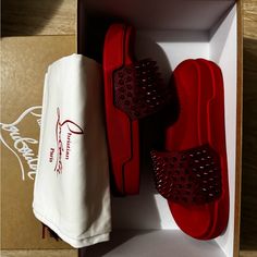 New In Box Not Used Christian Louboutin Shoes Mens, Louboutin Shoes Mens, Red Louboutin, Louboutin Shoes, Christian Louboutin Shoes, Flip Flop Sandals, Christian Louboutin, Flip Flops, Shoes Sandals