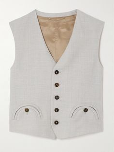 EXCLUSIVE AT NET-A-PORTER. Who better to turn to than BLAZÉ Milano for a quality, particularly sophisticated version of the iconic waistcoat? This 'Feral' vest is made from wool and has the label's signature curved pockets. Adjust the back tabs to cinch the waist. Jean Trench Coat, Summer Style Guide, Flat Dress Shoes, Dress Flats, Wool Vest, Outerwear Vest, Quiet Luxury, Sports Suit, Everyday Wardrobe