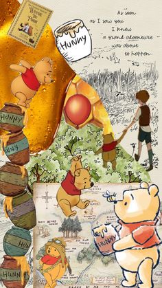 winnie the pooh and friends collaged together