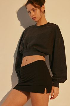 Out From Under Bec Low-Rise Micro Mini Skort All Black Outfit Skirt, Black Outfit Skirt, Short Black Skirt Outfit, Black Sweatshirt Outfit, Micro Shorts, Urban Outfitters Skirt, Black Skort, Black Maxi Skirt, Sweatshirt Outfit