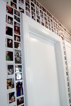 a white door with pictures on the wall behind it and an instagramr below