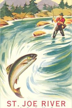 a book cover with a man fishing in the water