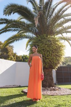 Serina Maxi Dress - Orange Wedding Swimwear, Satin Dresses Long, Satin Dresses Long Sleeve, Orange Maxi Dress, White Dress Shoes, Resort Dresses, Essential Dress, Bridesmaid Outfit, Straight Neckline