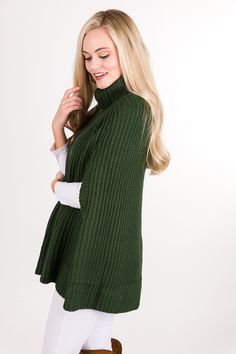 Chic Sweater Cape, Hunter Green :: NEW ARRIVALS :: The Blue Door Boutique Sweater Cape, Chic Sweater, Cape Sweater, Knitted Cape, Chic Sweaters, Blue Door, Sweater Material, Hunter Green, Boutique Clothing