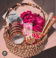 a basket filled with lots of different items