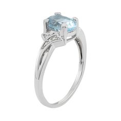 With an oval-cut genuine sky blue topaz stone surrounded by diamond accents, this sterling silver ring adds ornate appeal to your attire. Click on this JEWELRY & WATCHES GUIDE to learn about fit, styles, materials and more!RING DETAILS Width: 7.66 mm Metal: rhodium-plated sterling silver STONE DETAILS Stone type: genuine sky blue topaz Shape: oval Setting: prong DIAMOND DETAILS Total weight: less than 1/10 ct. Shape: round Color grade: I-J Clarity: I2-I3 Setting: prong Image(s) may be enlarged t Oval Topaz Ring With Diamond And Gemstone Accents, Oval Blue Topaz Ring With Diamond Accents, Formal Oval Blue Topaz Birthstone Ring, Oval Aquamarine Ring With Diamond Accents, Oval Blue Topaz Diamond Ring For Formal Occasions, Classic Topaz Ring With Gemstone Accents For Promise, Oval Blue Topaz Diamond Ring With Accents, Oval Aquamarine Rings With Diamond Accents, Oval Topaz Ring With Diamond Accents For Anniversary